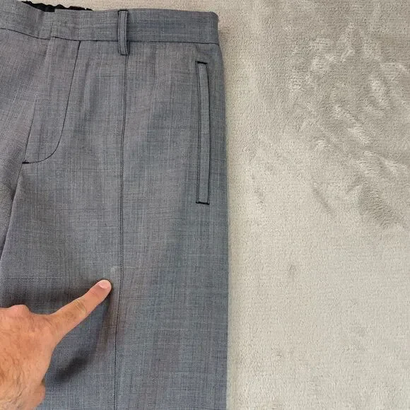 Theory Pants‎ Men 31x30 Gray Wool Blend Ace Illeston Ankle Zip Tapered Fit